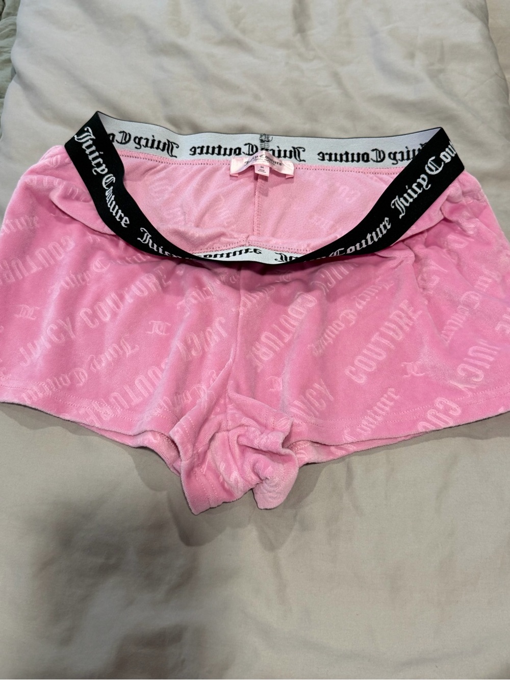 Juicy Couture Pink Velour Lounge Shorts with Branded Elastic Waistband